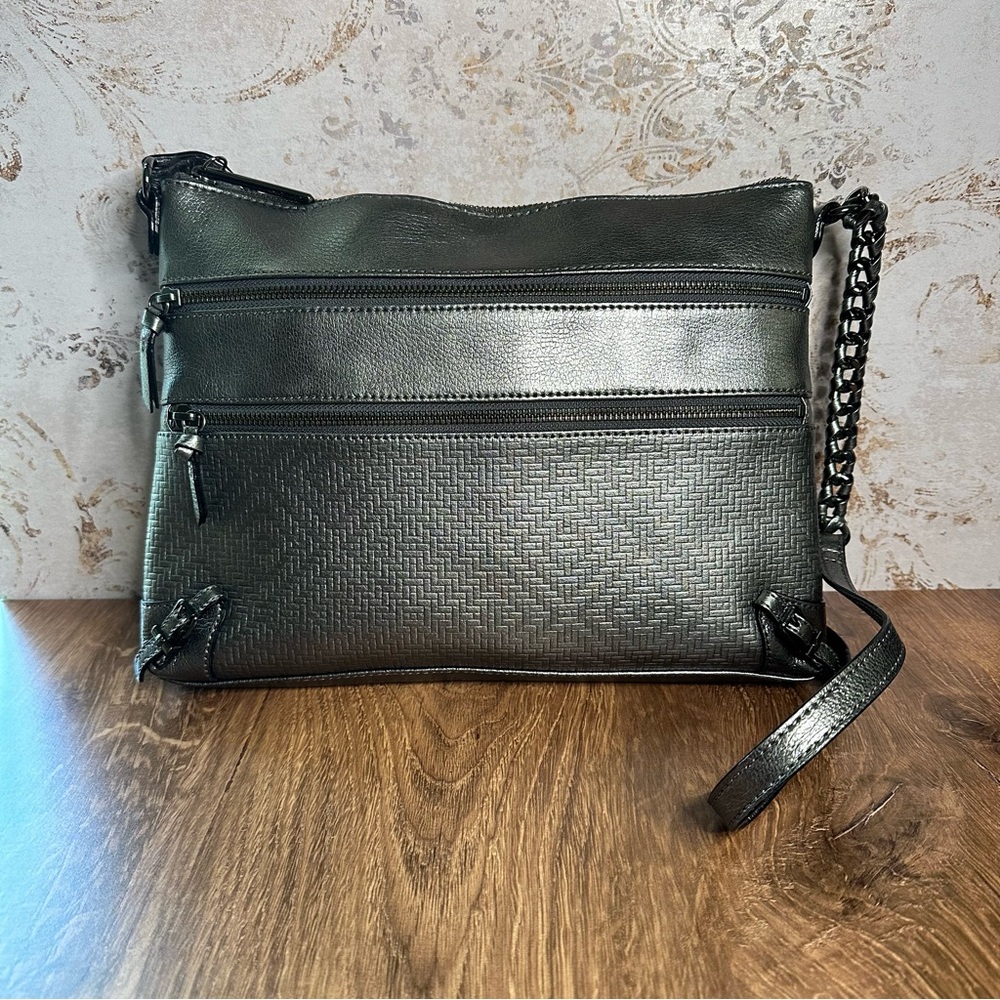Elliott Lucca Metallic Leather Crossbody Bag